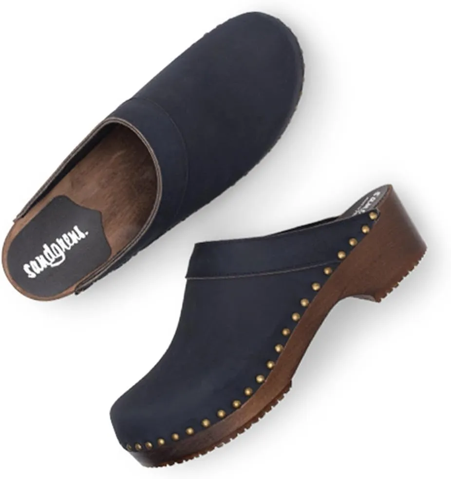 Sandgrens Handmade Swedish Wood Clogs for Men, Low Heel Mule | Bergen