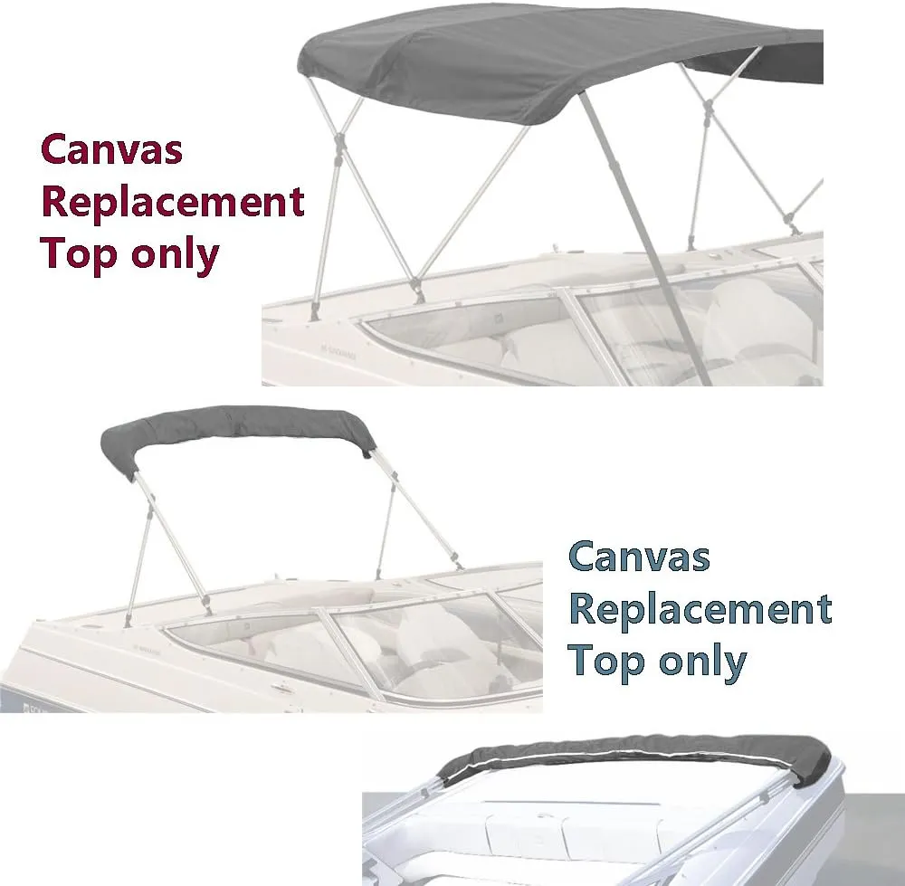 SavvyCraft 4 Bow Bimini Top Replacement Cover 9 Colors Options 8ft and 10ft Long, Durable Marine Grade Canvas Sun Shade Boat Canopy, Easy Install Zipper Sleeves, Replacement Canvas Only No Fram