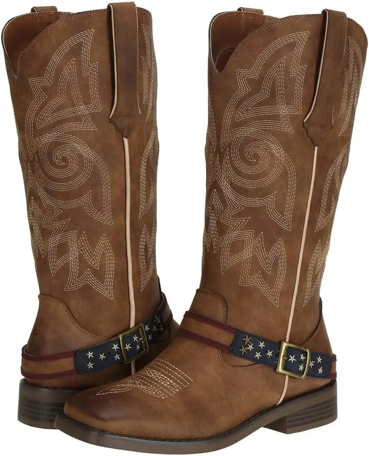 SheSole Women's Western Cowgirl Boots Ladies Fashion Country Cowboy Boots Mid Calf