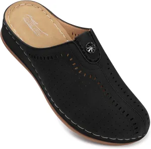 SHIBEVER Clogs for Womens Mules Shoes: Slip-On Flat Mule Shoes - Closed Toe Sandals Comfortable