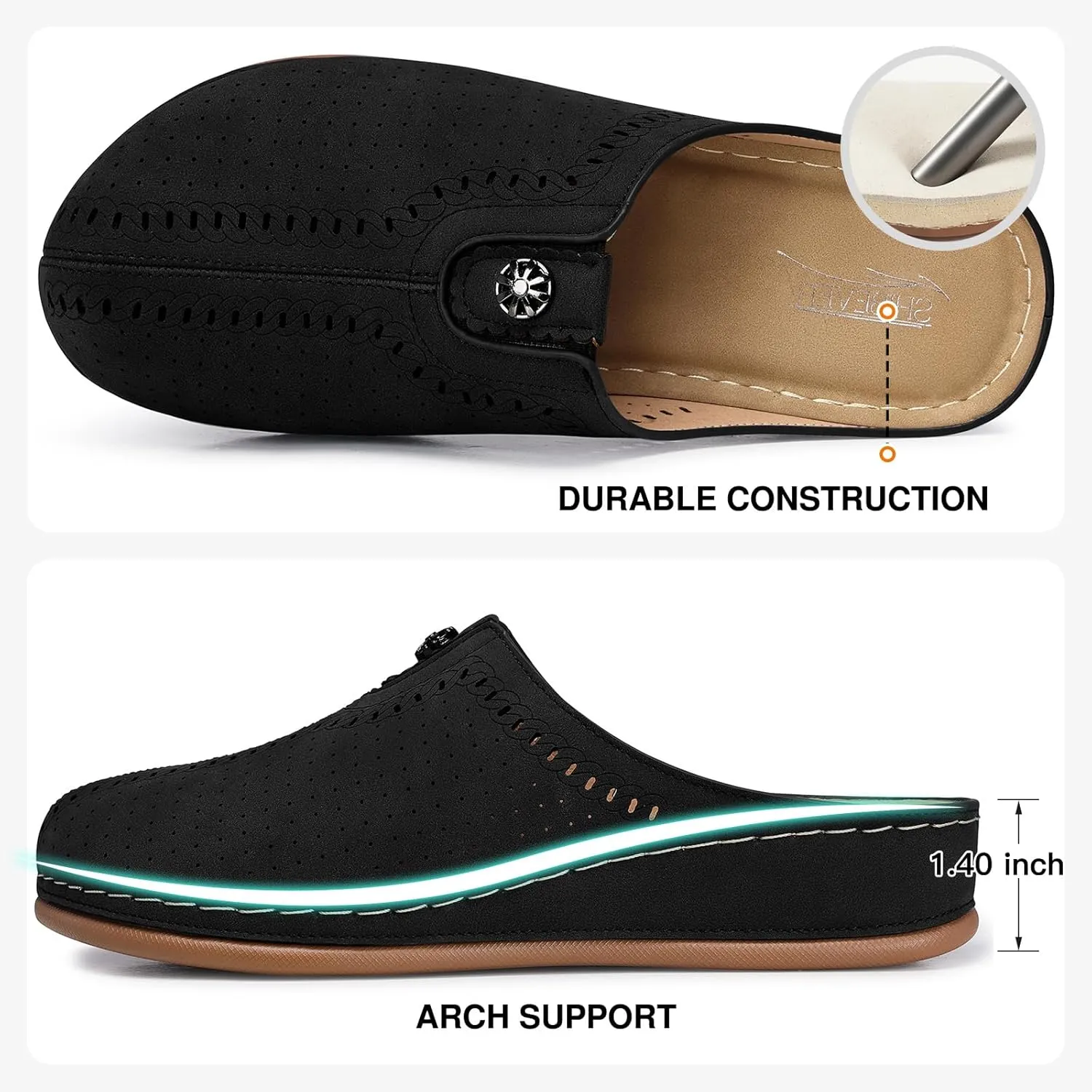 SHIBEVER Clogs for Womens Mules Shoes: Slip-On Flat Mule Shoes - Closed Toe Sandals Comfortable