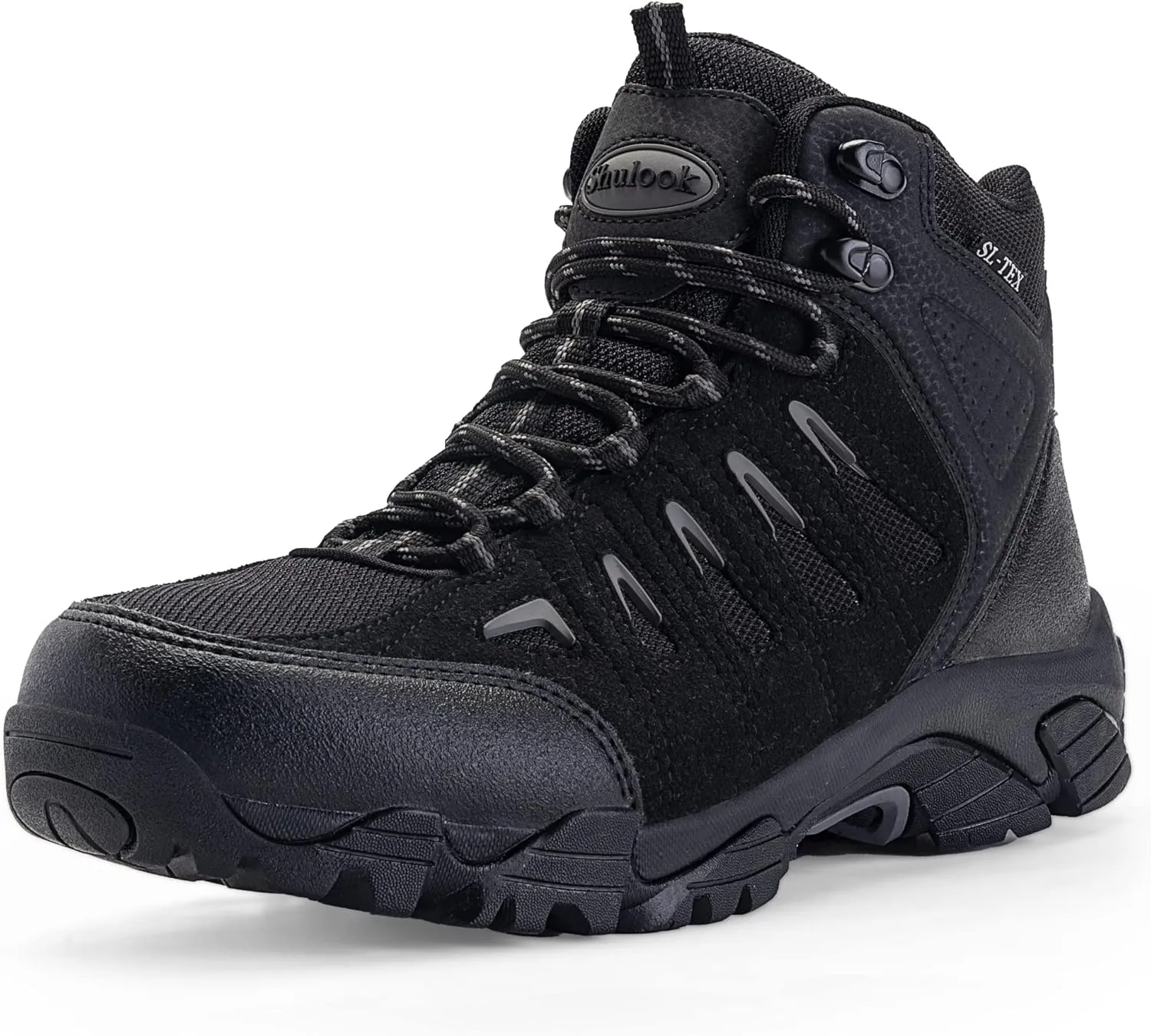 SHULOOK Men's Waterproof Hiking Boots Non-Slip Lightweight Outdoor Mid Top Ankle Boot Breathable Work Trekking Shoes