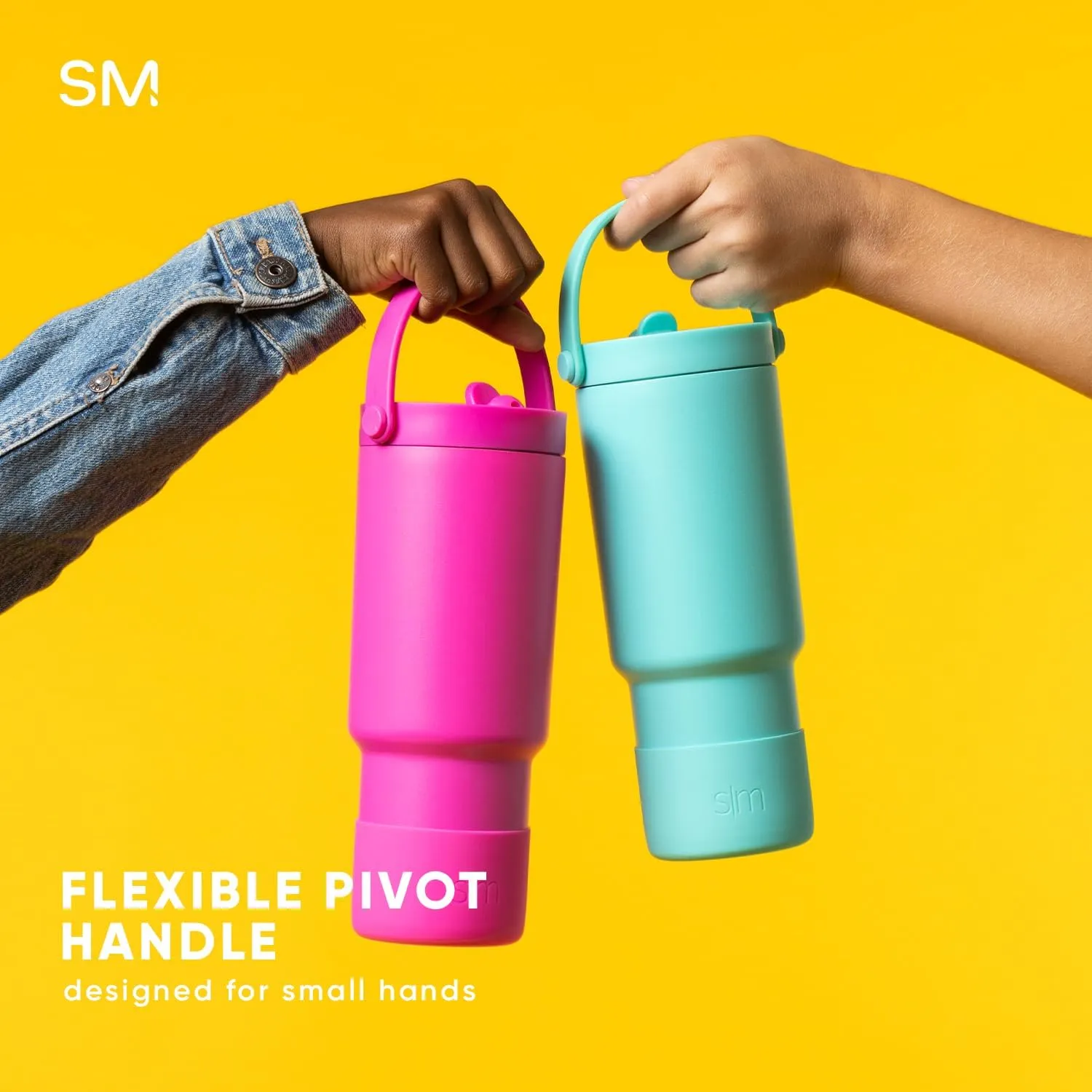 Simple Modern Trek Pivot | 24oz Kids Flip Straw Tumbler with Handle and Silicone Boot | Insulated Water Bottle Stainless Steel Cup | School Travel Jug | Sherbet