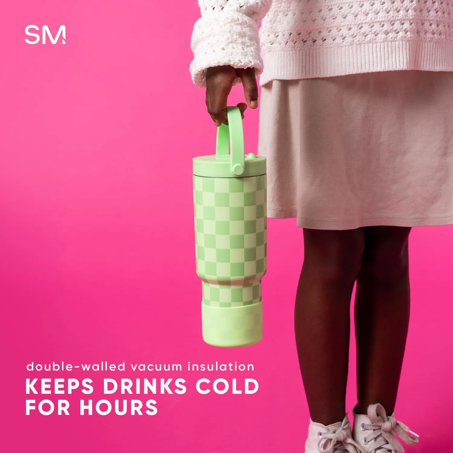 Simple Modern Trek Pivot | 24oz Kids Flip Straw Tumbler with Handle and Silicone Boot | Insulated Water Bottle Stainless Steel Cup | School Travel Jug | Sherbet
