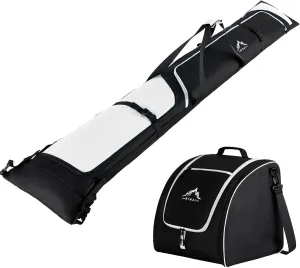 Ski Bag and Boot Bag Combo, Padded Skis Bag for Air Travel, Safety Reinforce Ski Carrier Bag Fits for Skis Up to 200 CM and Boots Up To Size US13, Water- resistant Ski Travel Bag