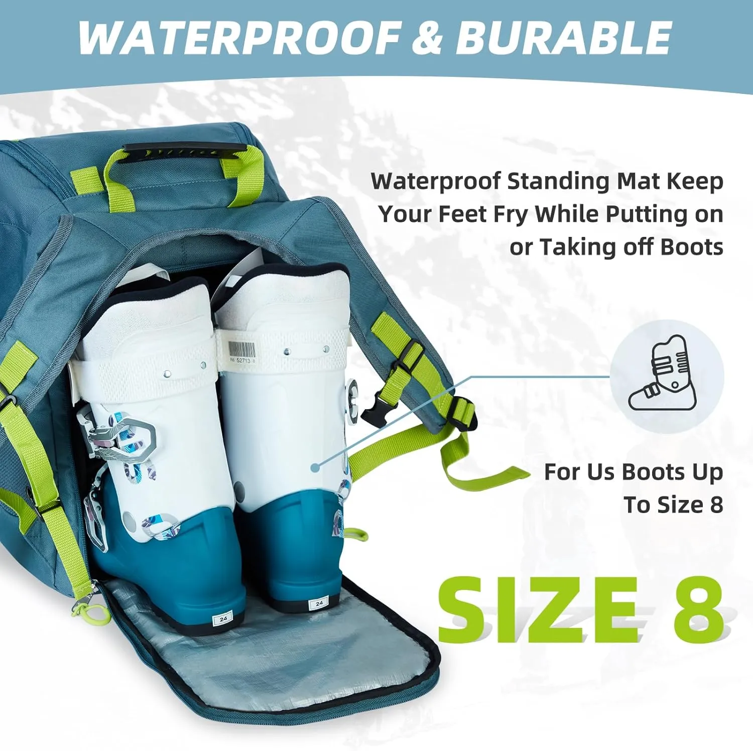 Ski Boot Bag - 32L Ski & Snowboard Boot Travel Backpack for Boots, Helmet, Goggles & Snowsuits