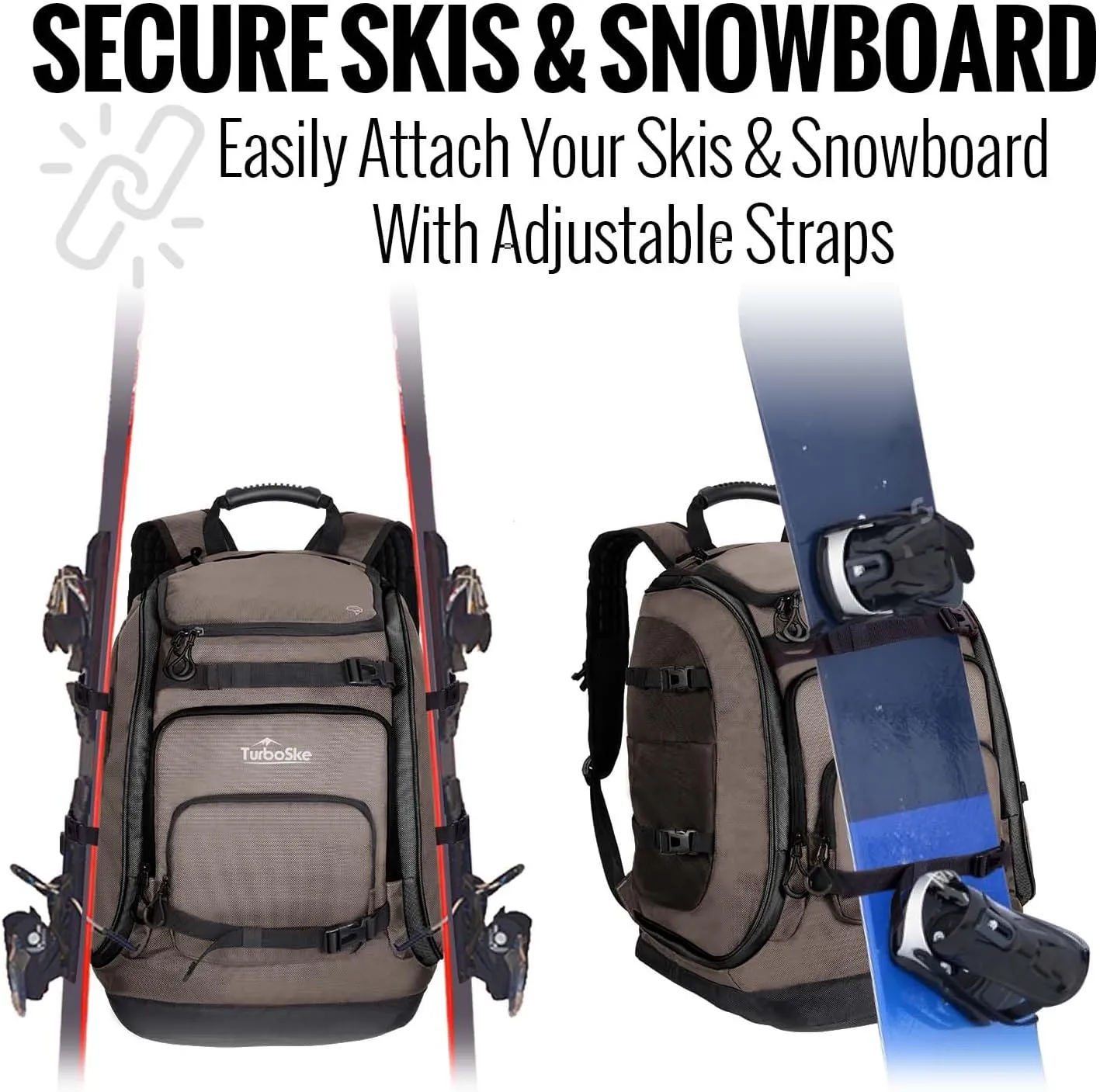 Ski Boot Bag Backpack - 65L Waterproof Skiing Snowboarding Travel Luggage Backpack - Stores Boots Skis Snowboard Helmet Goggles Jackets Gloves & Other Accessories for Men & Women