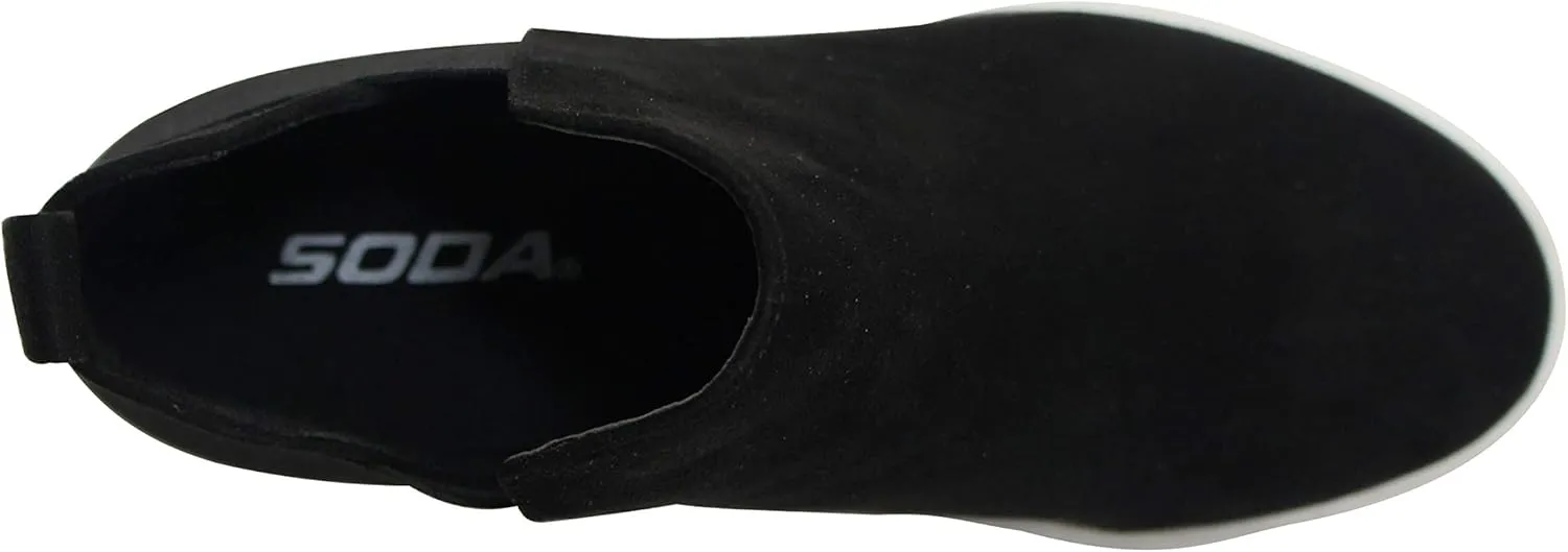 Soda Diana ~ Slip On Hidden Wedge Ankle Boot Fashion Sneaker with Elastic Gore Insets