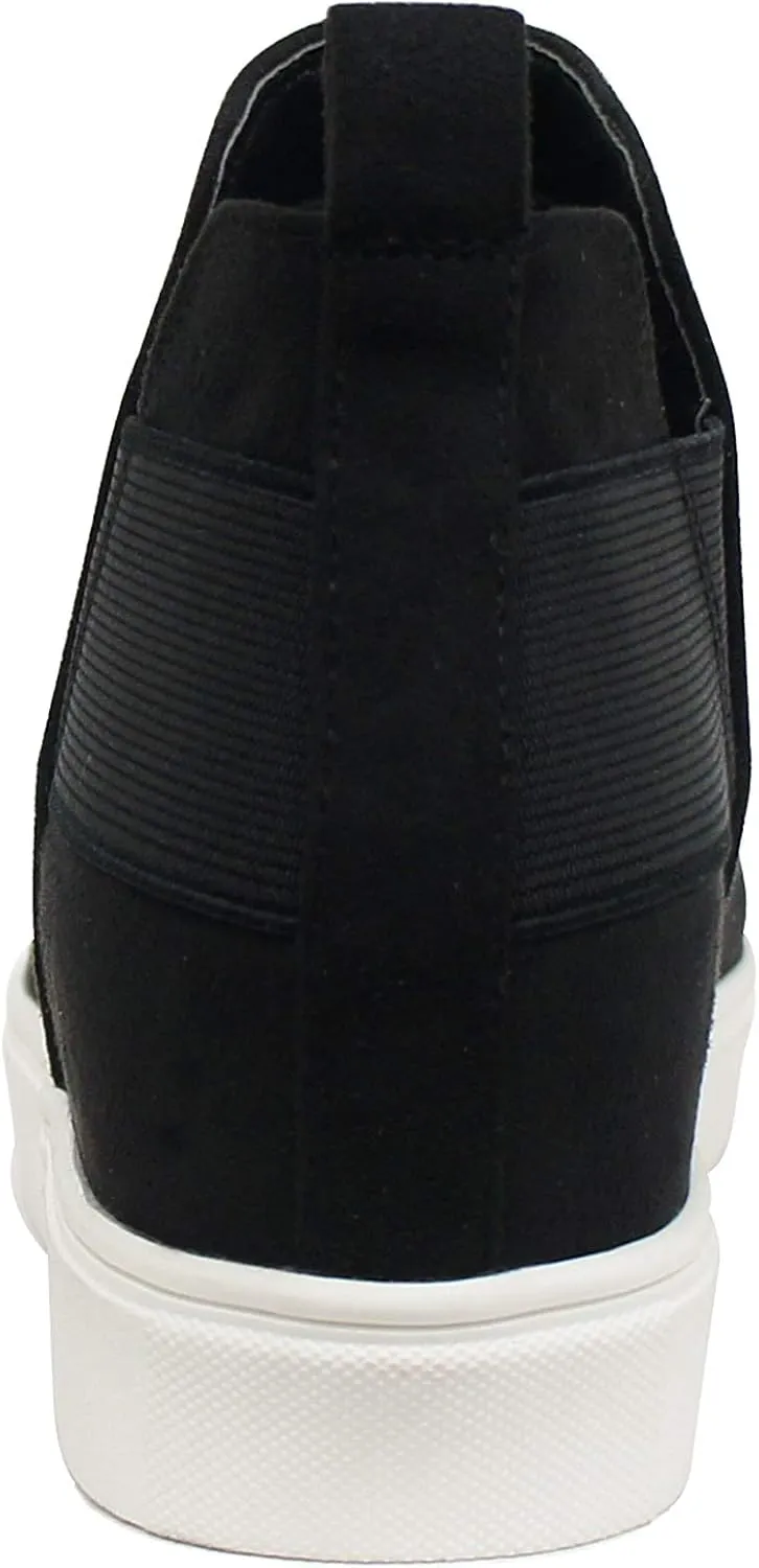 Soda Diana ~ Slip On Hidden Wedge Ankle Boot Fashion Sneaker with Elastic Gore Insets