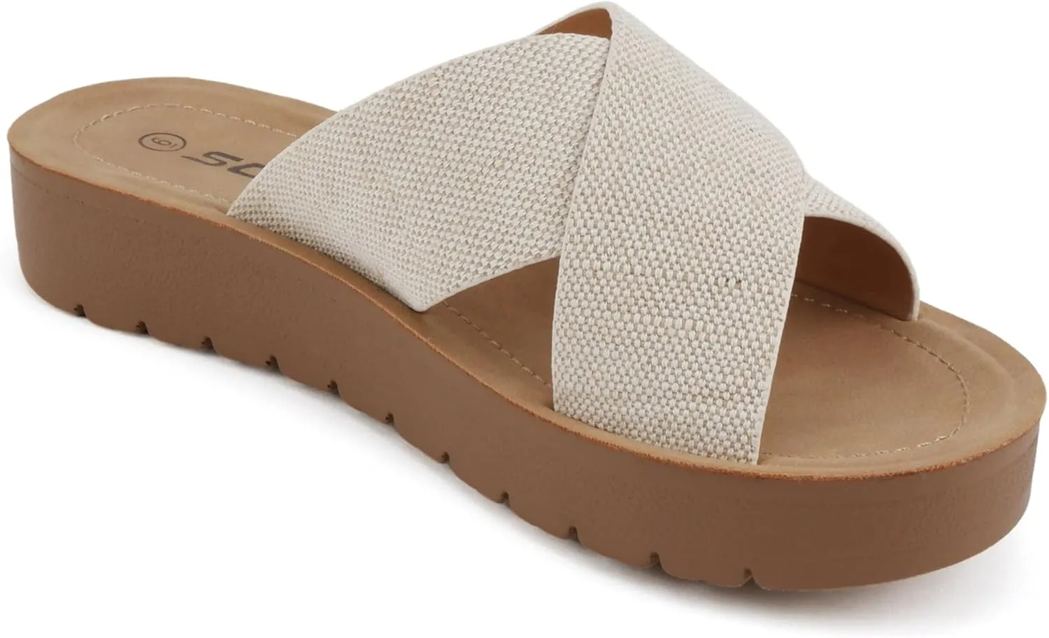 Soda LUCY ~ Women Open Toe Flatform Platform Crisscross Band Upper Fashion Slide Sandals