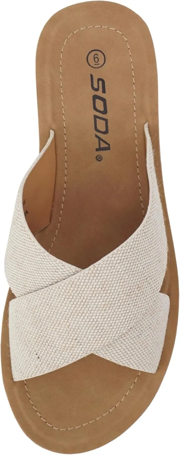 Soda LUCY ~ Women Open Toe Flatform Platform Crisscross Band Upper Fashion Slide Sandals