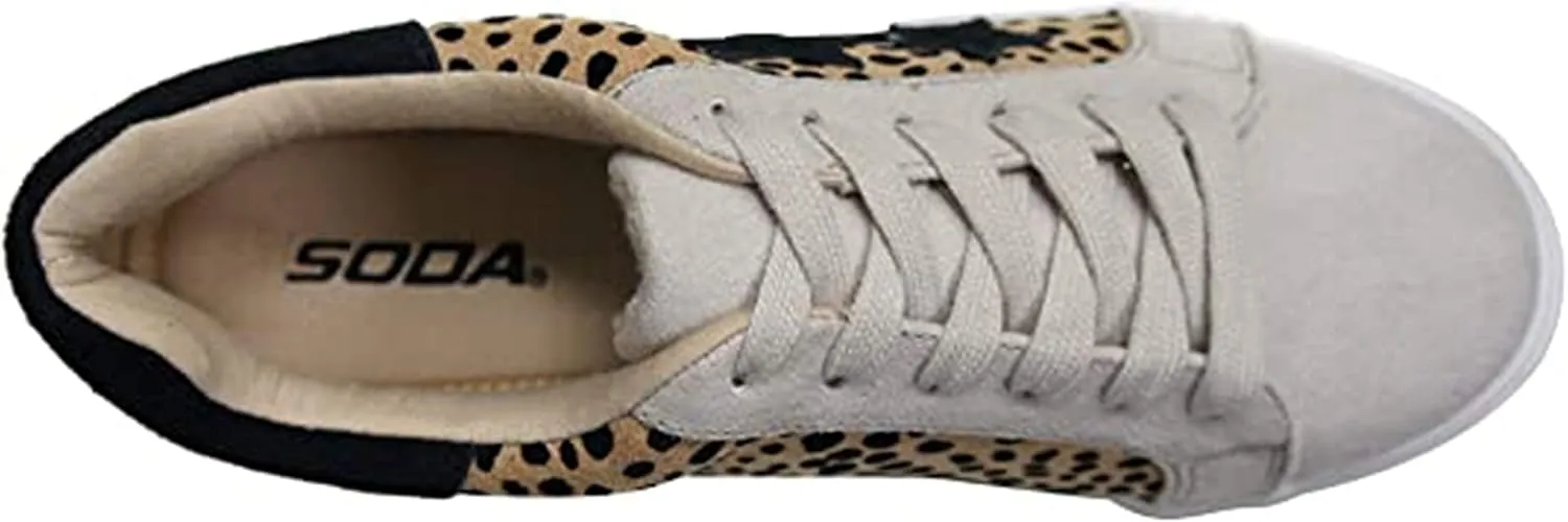 Soda Wander TrendyFashion Lace-up Double Layer Foam Padded Cushion Sock with Stars Low top Fashion Sneakers