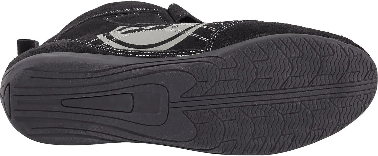 Speedway Motors Viper Mid-Top SFI 3.3/5 Racing Shoes, Size 8.5: Leather & FRC, Soft Compound Performance Sole, Reinforced Eyelets, Double Stitched, Hook-and-Loop Closure, Black with Gray Logo