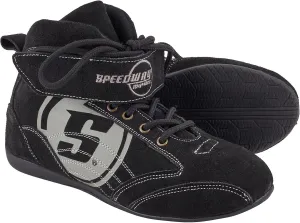 Speedway Motors Viper Mid-Top SFI 3.3/5 Racing Shoes, Size 8.5: Leather & FRC, Soft Compound Performance Sole, Reinforced Eyelets, Double Stitched, Hook-and-Loop Closure, Black with Gray Logo