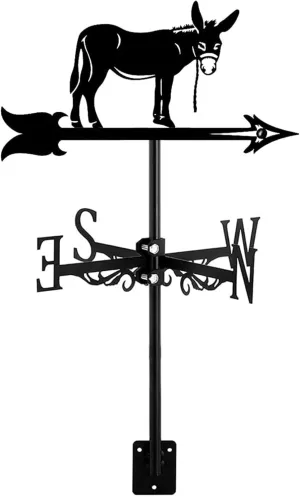 Stainless Steel Weathervane with Animal Ornament, Garden Wind Vane Direction Indicator Anti-Rust Coating Measuring Tools Roof Yard Decor-Mule,Mule,Mule