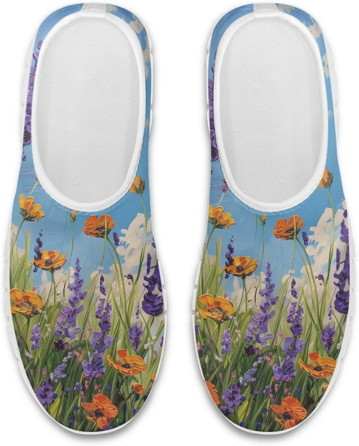 Stylish Print Women's Slip on Walking Shoes Low-Top Mesh Flat Sneaker Shoes Size 5-10.5