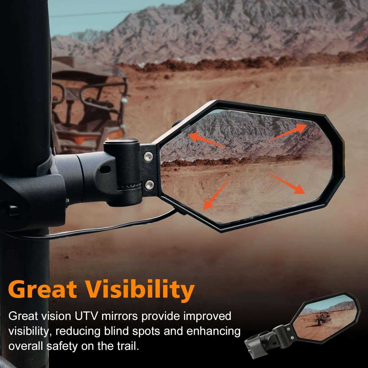 SUNPIE Mirrors for UTV RZR Mirrors w/LED Lights turn signals for Roll Bar 1.5 to 2inch Compatible with Polaris RZR Can-Am Pioneer Talon Kawasaki Teryx Mule, UTV Accessories Mirrors