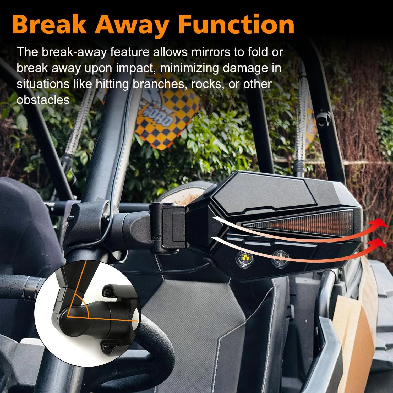 SUNPIE Mirrors for UTV RZR Mirrors w/LED Lights turn signals for Roll Bar 1.5 to 2inch Compatible with Polaris RZR Can-Am Pioneer Talon Kawasaki Teryx Mule, UTV Accessories Mirrors