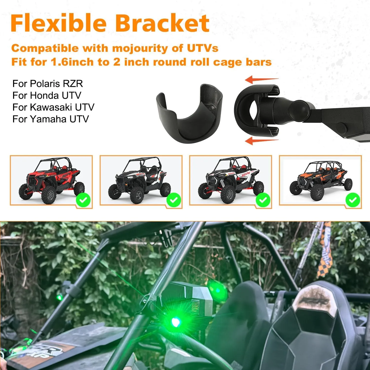 SUNPIE Mirrors for UTV RZR Mirrors w/LED Lights turn signals for Roll Bar 1.5 to 2inch Compatible with Polaris RZR Can-Am Pioneer Talon Kawasaki Teryx Mule, UTV Accessories Mirrors