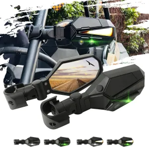 SUNPIE Mirrors for UTV RZR Mirrors w/LED Lights turn signals for Roll Bar 1.5 to 2inch Compatible with Polaris RZR Can-Am Pioneer Talon Kawasaki Teryx Mule, UTV Accessories Mirrors