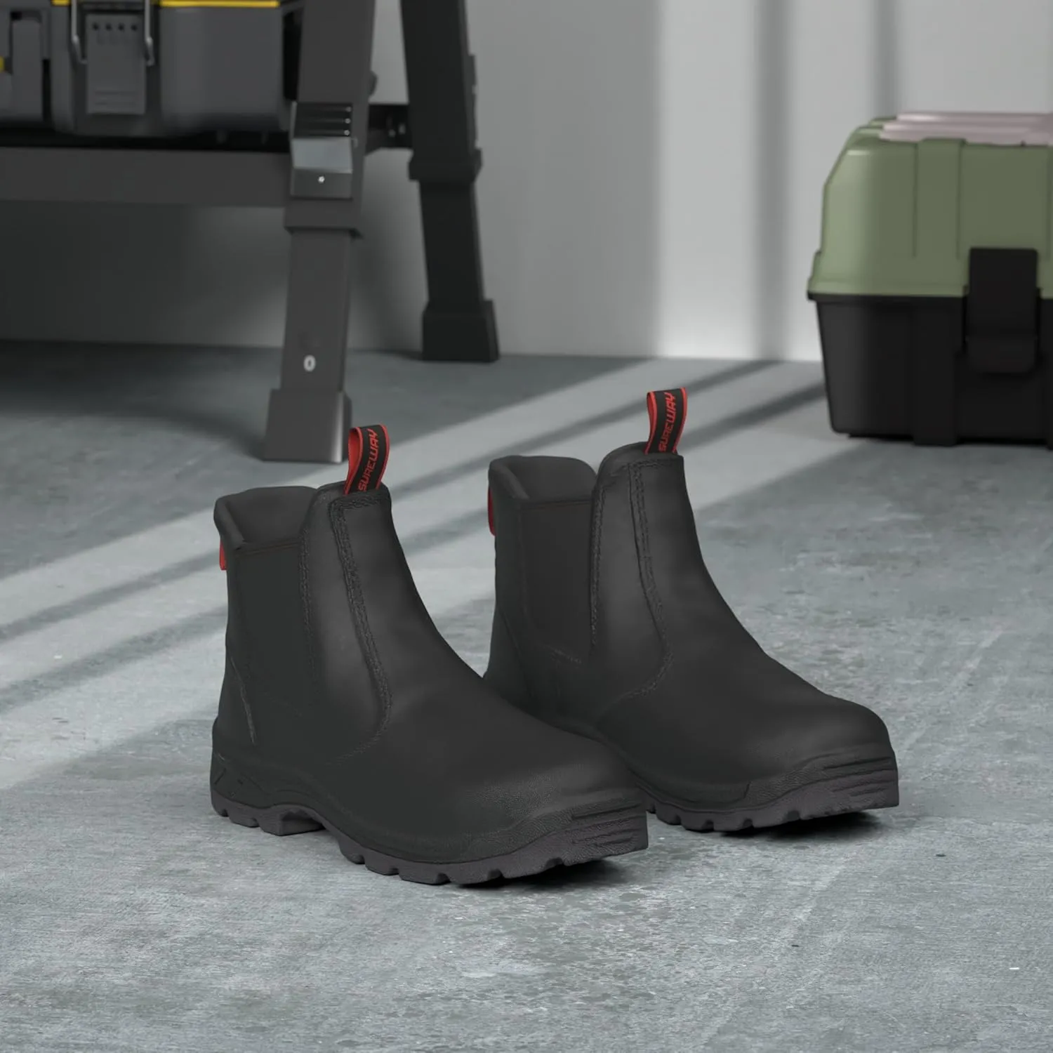 SUREWAY Men's Slip On Work Boots for Men,Upgraded Slip/Water Resistant,Static Dissipative,Fire Station Mechanic Work Boots/Shoes
