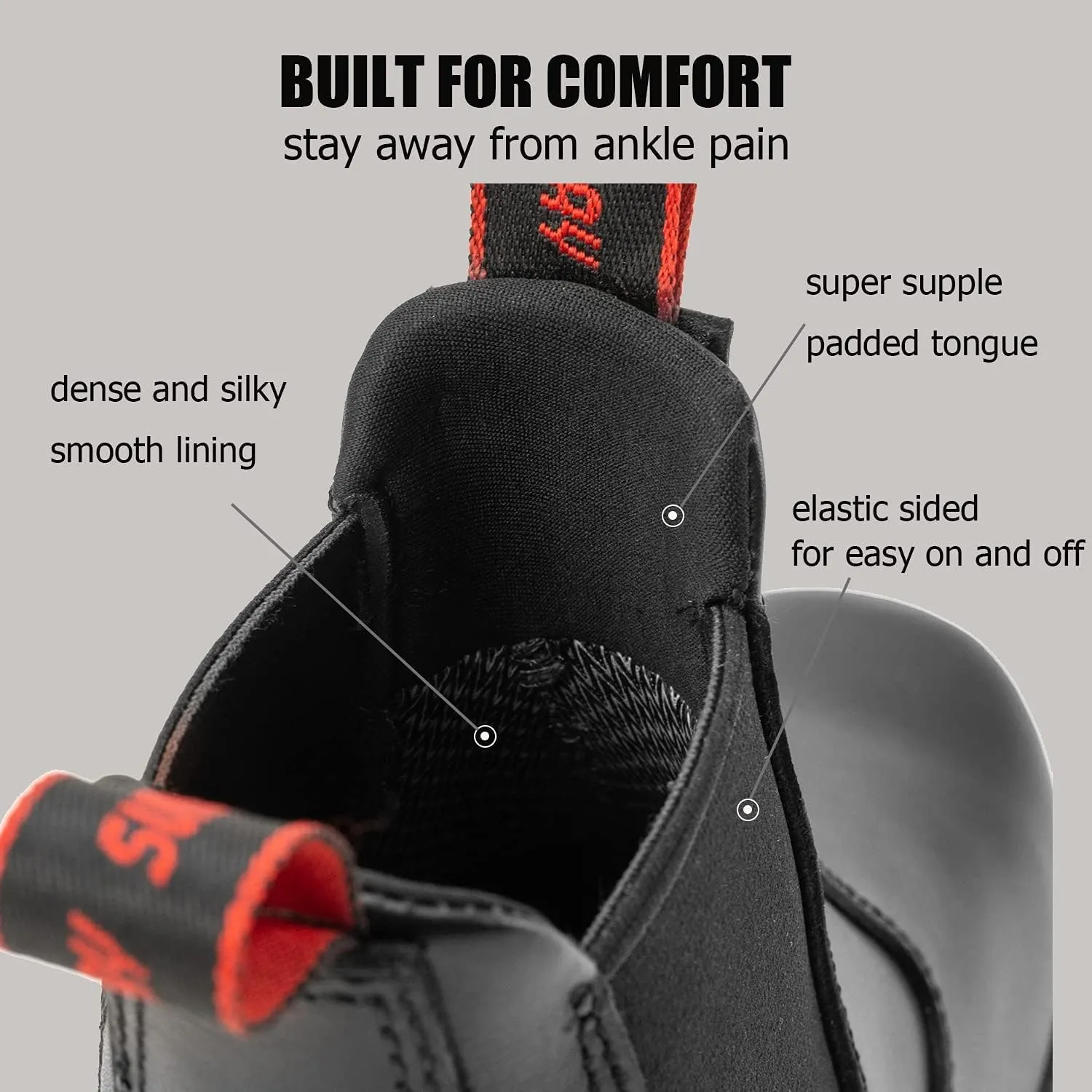 SUREWAY Men's Slip On Work Boots for Men,Upgraded Slip/Water Resistant,Static Dissipative,Fire Station Mechanic Work Boots/Shoes
