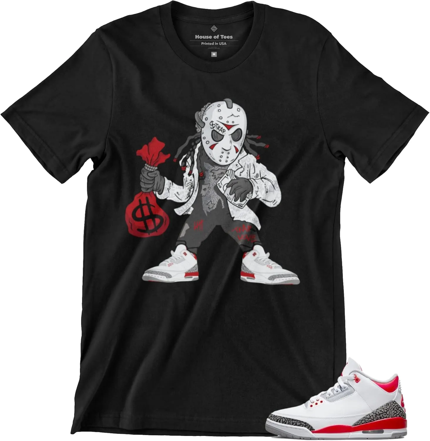 T Shirt to Match Jordan 3 Fire Red Hockey Mask Dude Men's, Jordan 3 Fire Red Tee Matching, Gift for Jordan 3s Tshirt