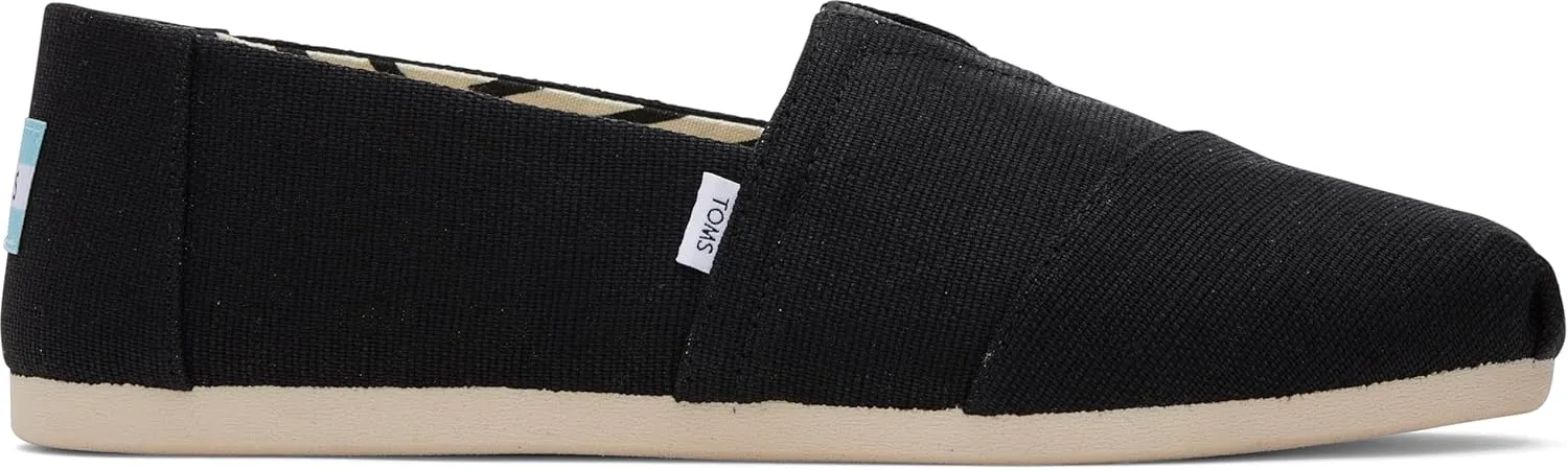 TOMS Men's Alpargata Slip-On Loafer Eco-Friendly Recycled Cotton Canvas, Elastic Gore, Rubber Sole