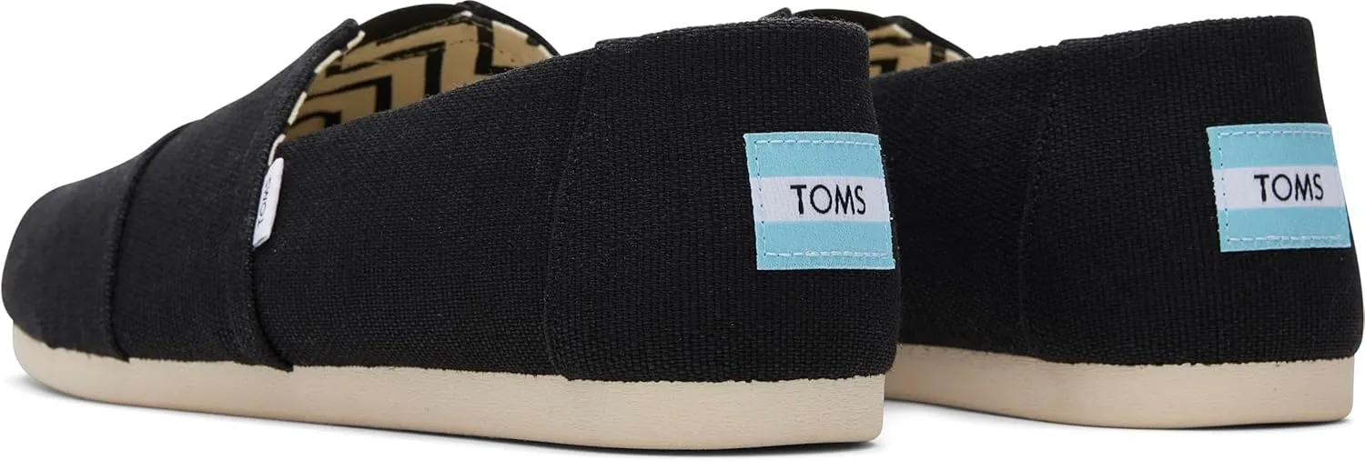 TOMS Men's Alpargata Slip-On Loafer Eco-Friendly Recycled Cotton Canvas, Elastic Gore, Rubber Sole