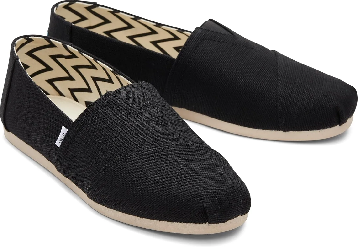 TOMS Men's Alpargata Slip-On Loafer Eco-Friendly Recycled Cotton Canvas, Elastic Gore, Rubber Sole