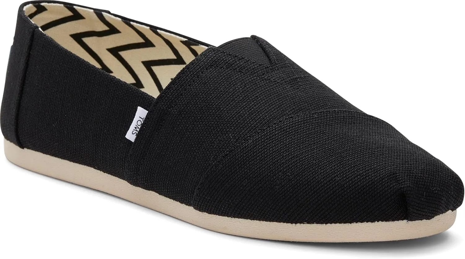TOMS Men's Alpargata Slip-On Loafer Eco-Friendly Recycled Cotton Canvas, Elastic Gore, Rubber Sole