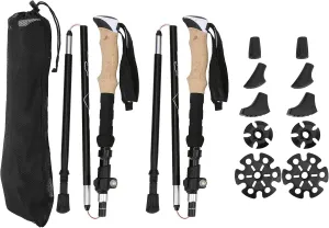 Topyond 2pcs Aluminum Alloy Folding Hiking Poles Set Lightweight and Durable for Outdoor Walking and ClimbingAlpenstocks for Active Adventurers(Black)