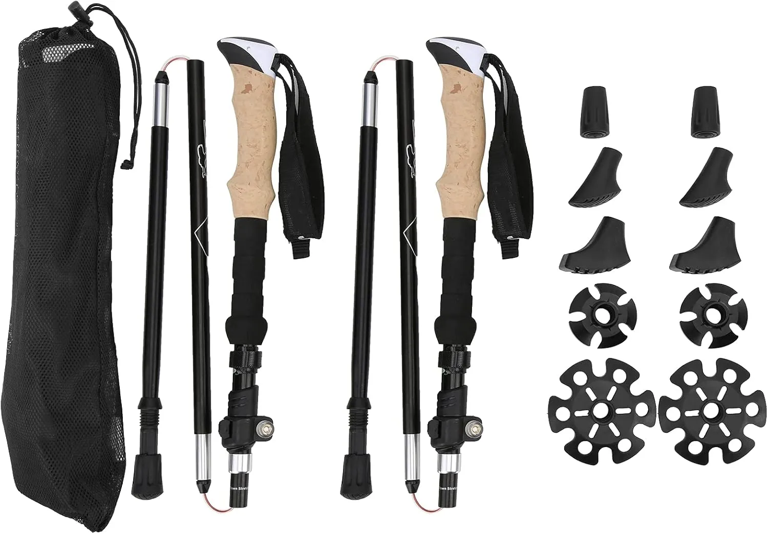 Topyond 2pcs Aluminum Alloy Folding Hiking Poles Set Lightweight and Durable for Outdoor Walking and ClimbingAlpenstocks for Active Adventurers(Black)
