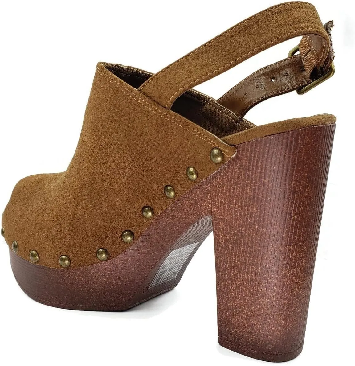 TruFox Women's Closed-Toe Clog Mule Sandals Faux Wood Sling-back Strap