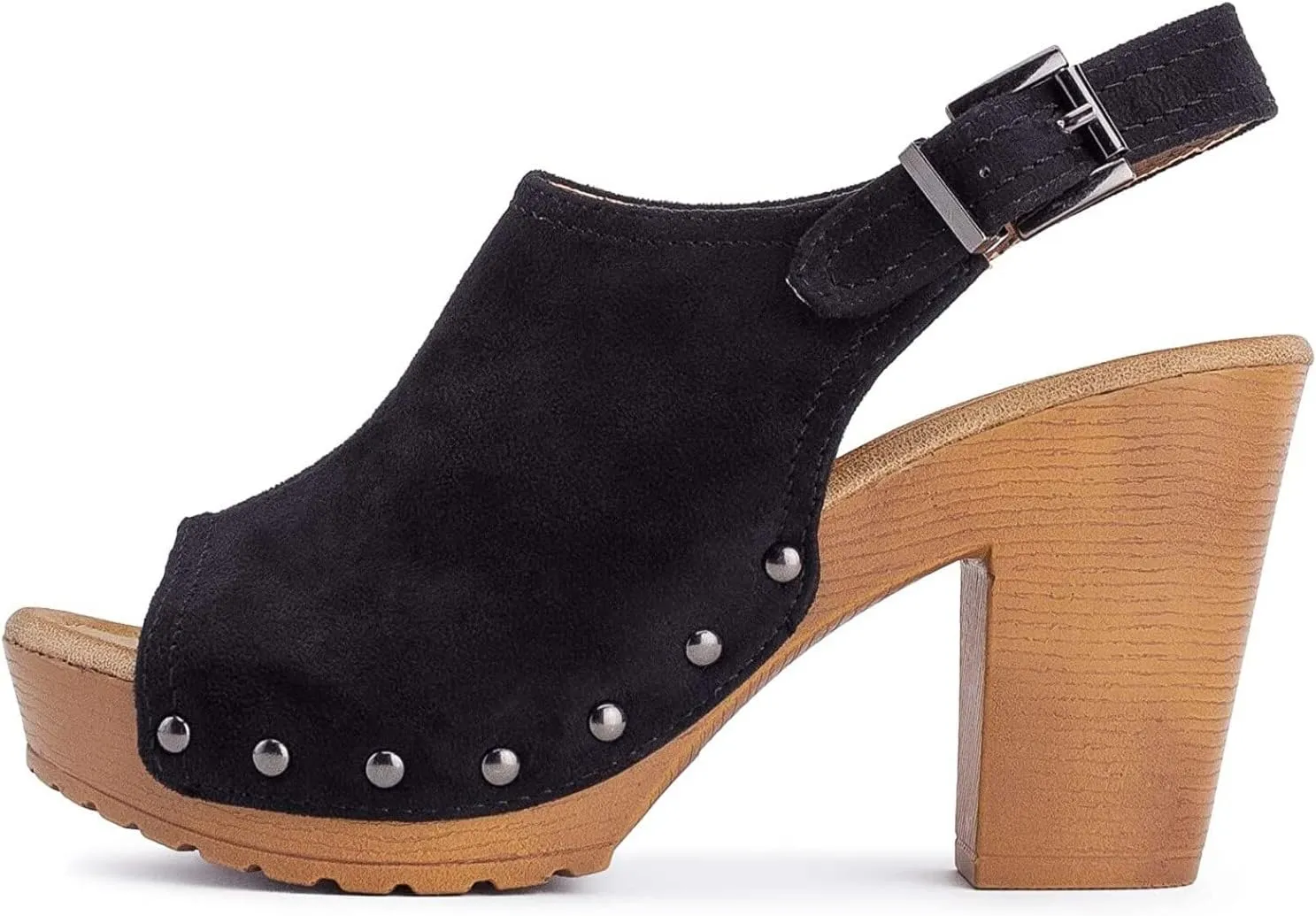 TruFox Women's Platform Chunky Faux Wood Mule Strap Heel Sandals