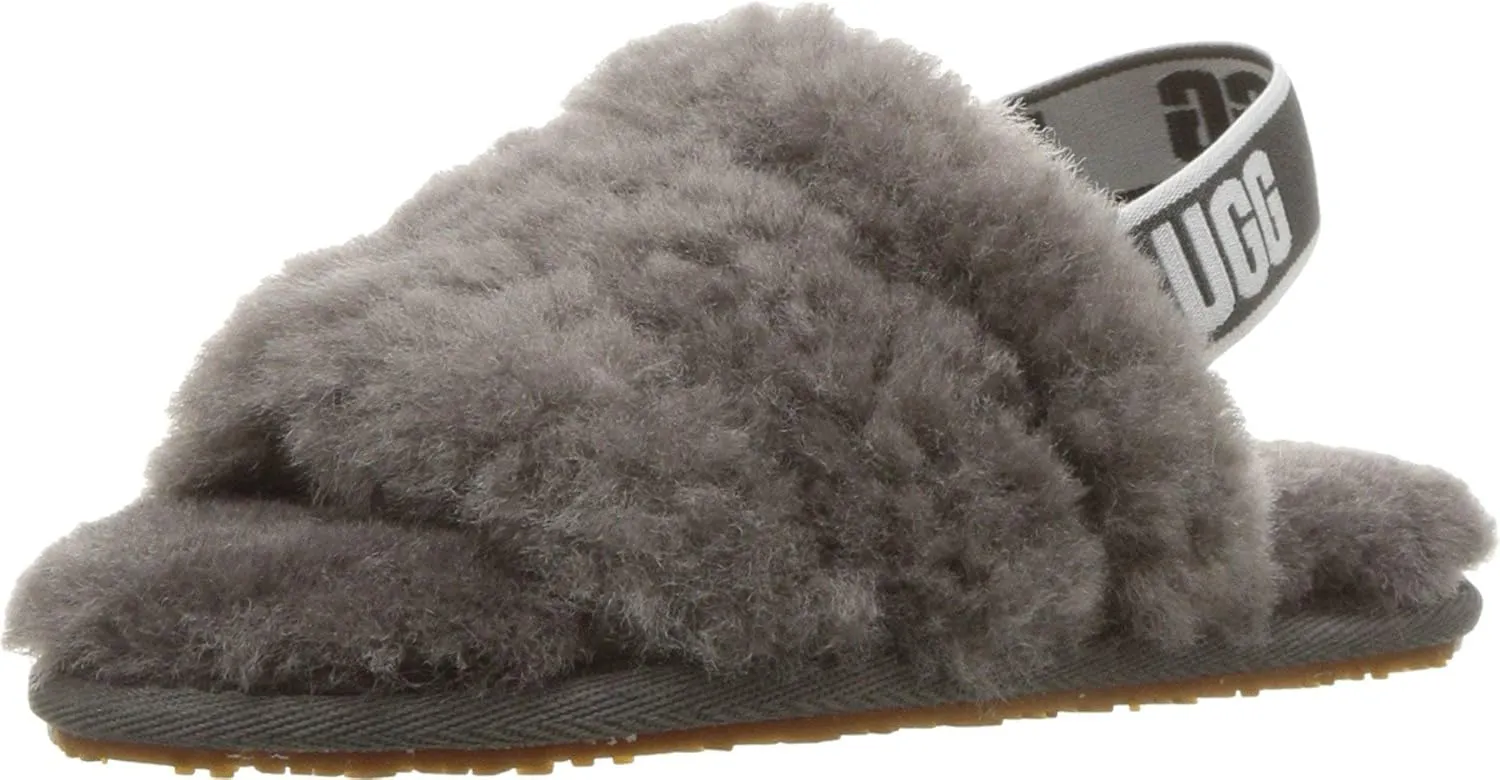 UGG Kids' Fluff Yeah Slide Slipper, Charcoal, 6 M US Toddler