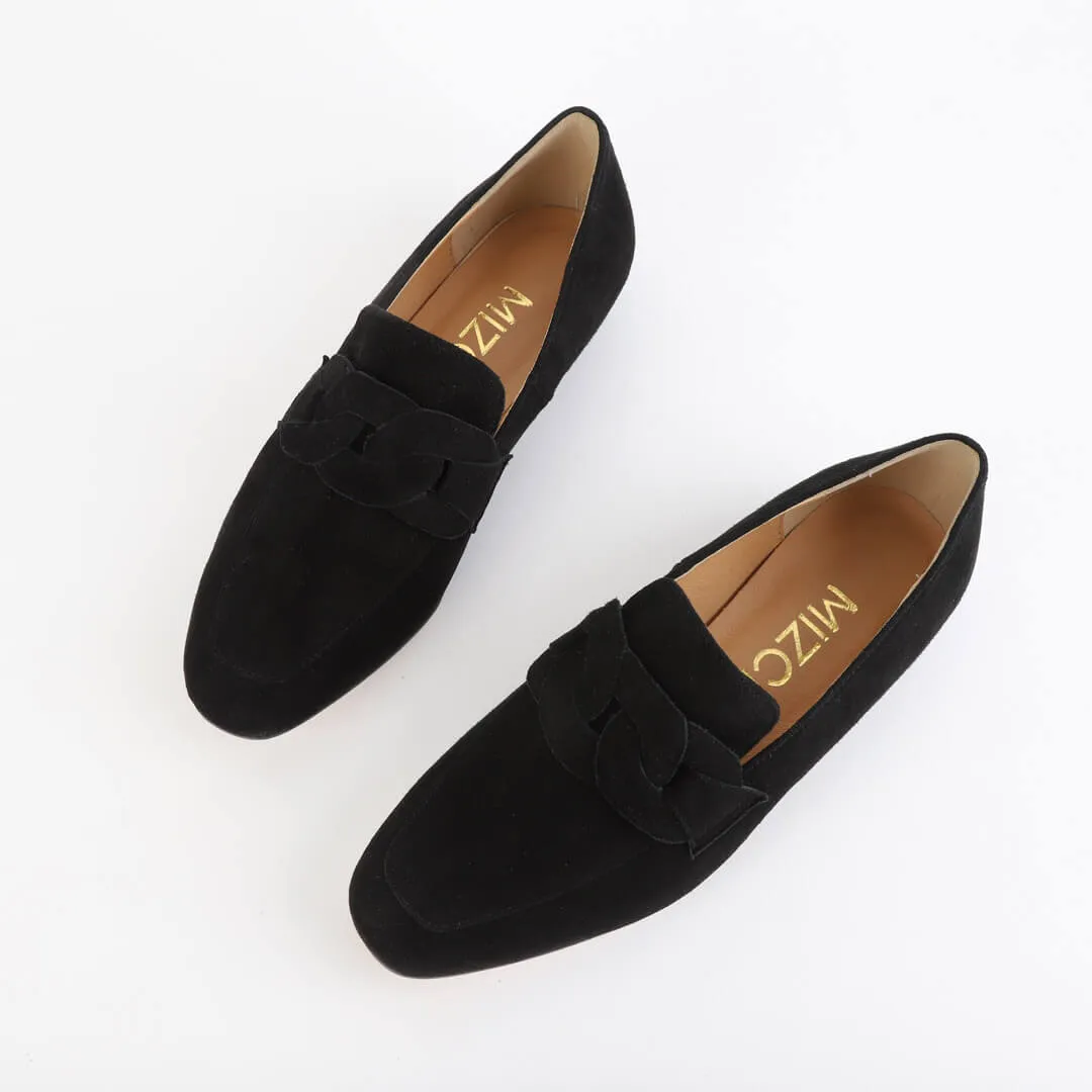 *UK size 2 - AAYWO - green suede, 1.5cm heels