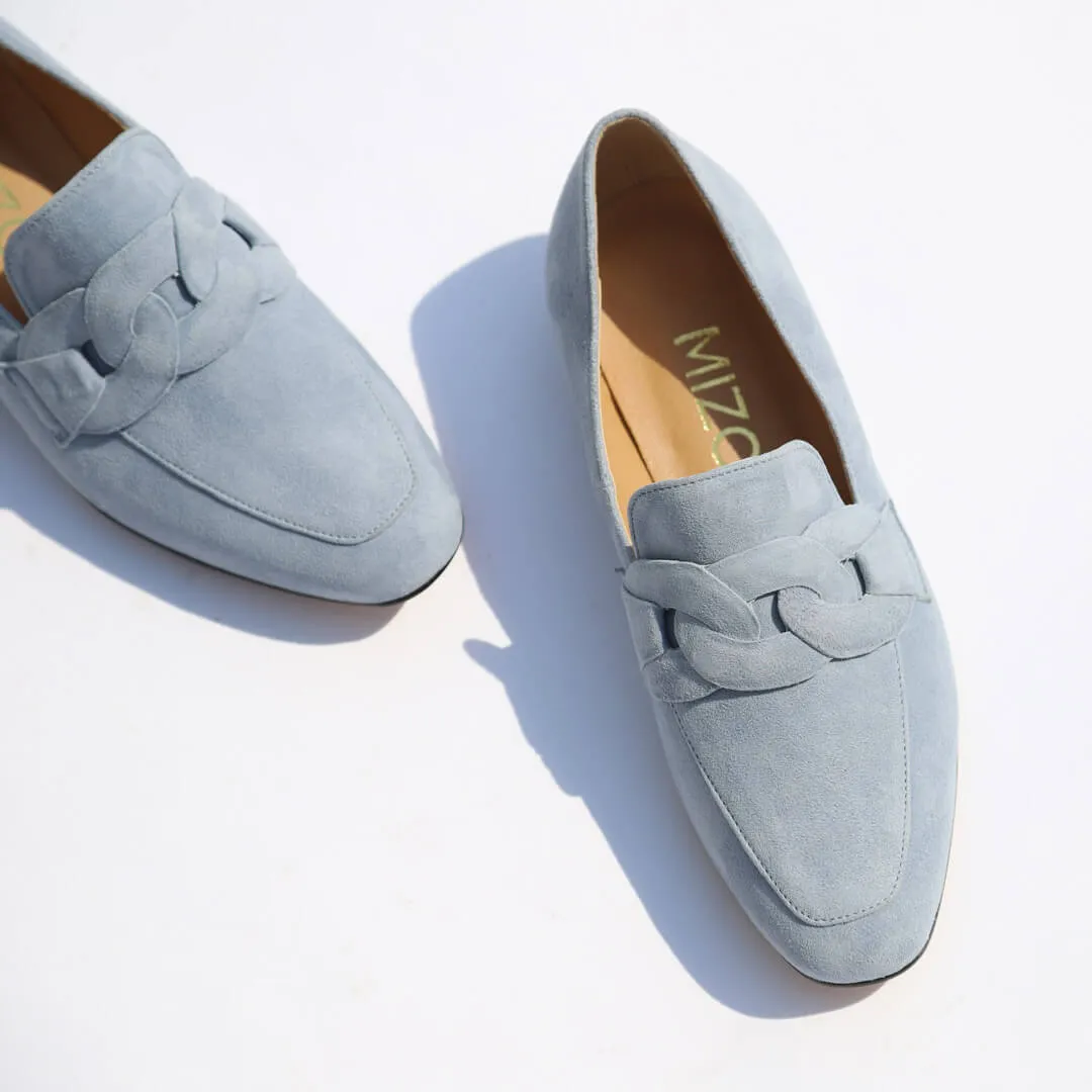 *UK size 2 - AAYWO - green suede, 1.5cm heels