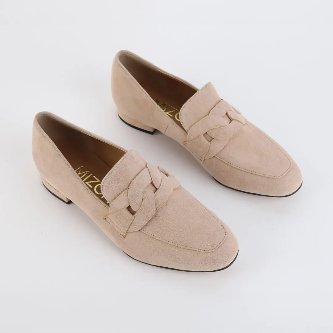 *UK size 2 - AAYWO - green suede, 1.5cm heels