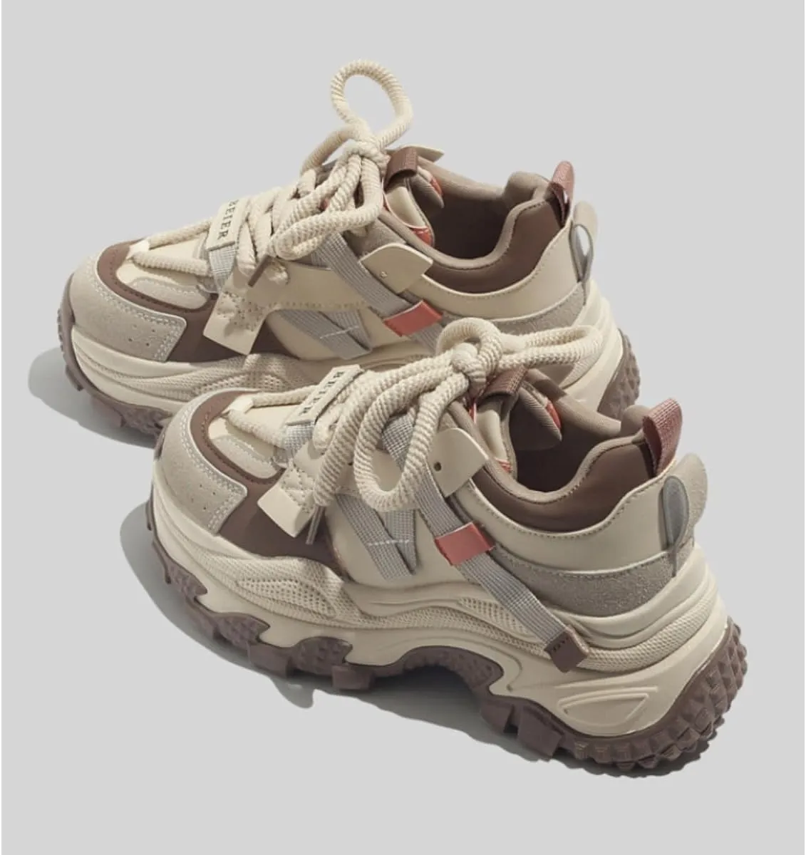 Ultra Stylish Women's Dad Shoe Chunky Platform Sneakers Comfortable Height Increasing Fashion Lace-Up Casual Outdoor Trainers for Daily Wear