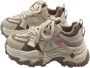 Ultra Stylish Women's Dad Shoe Chunky Platform Sneakers Comfortable Height Increasing Fashion Lace-Up Casual Outdoor Trainers for Daily Wear