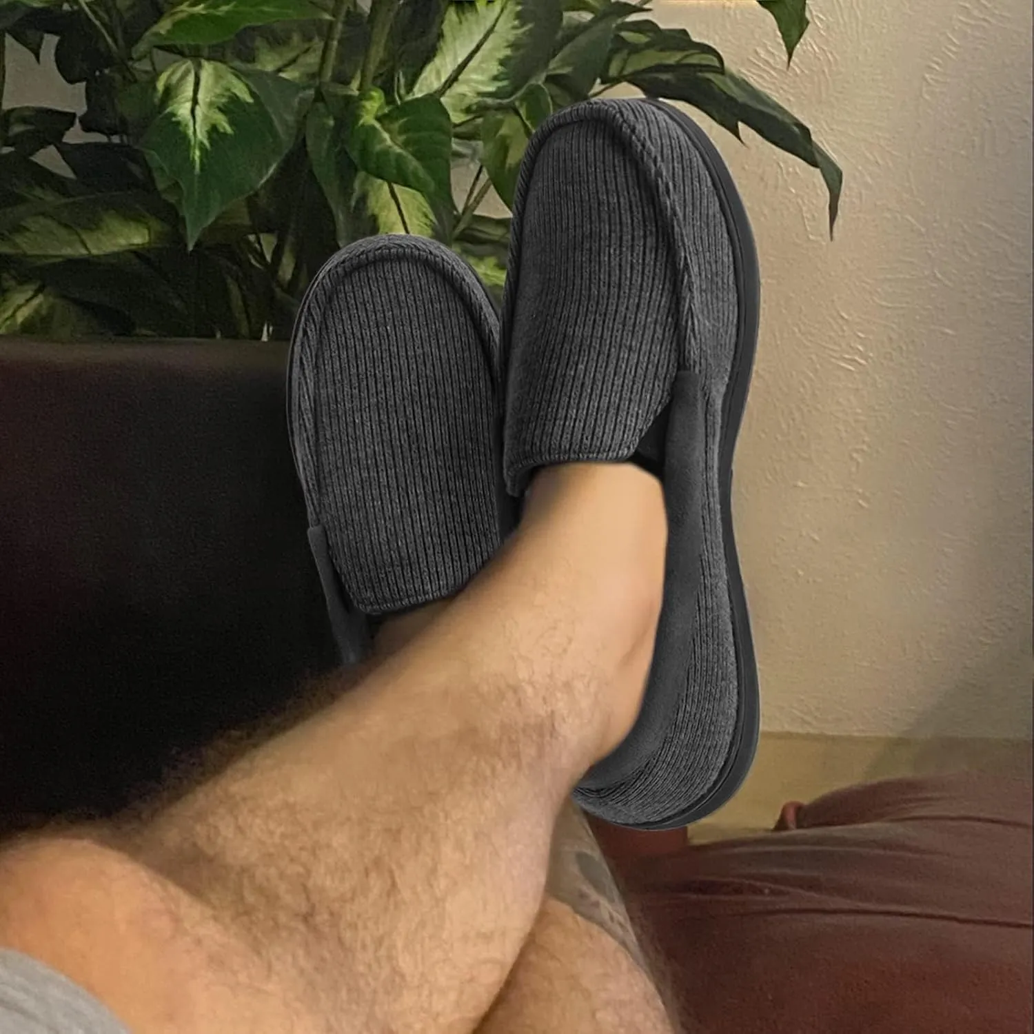 ULTRAIDEAS Men's Carver Slippers Moc Loafer House Shoes Memory Foam