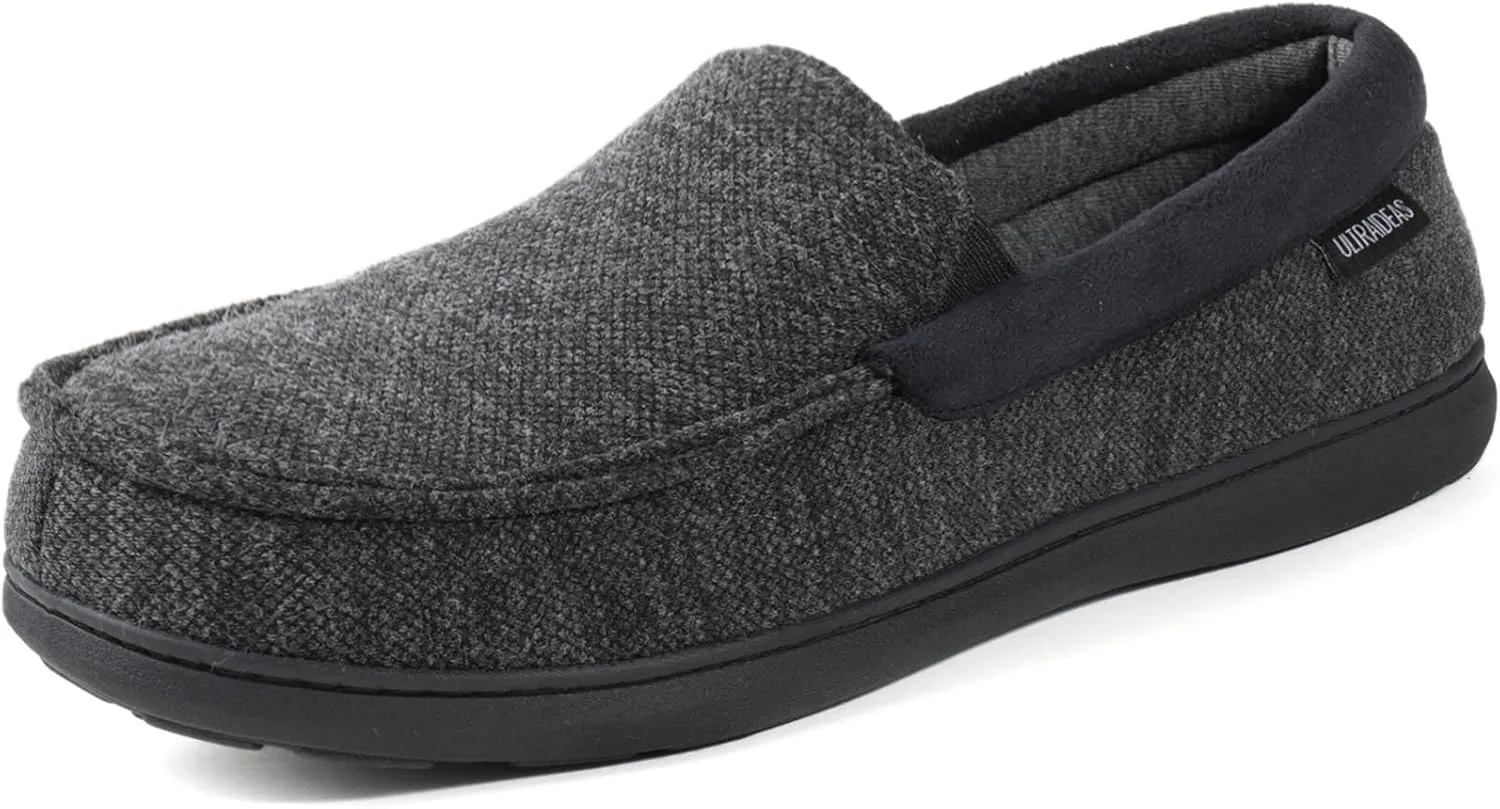ULTRAIDEAS Men's Carver Slippers Moc Loafer House Shoes Memory Foam