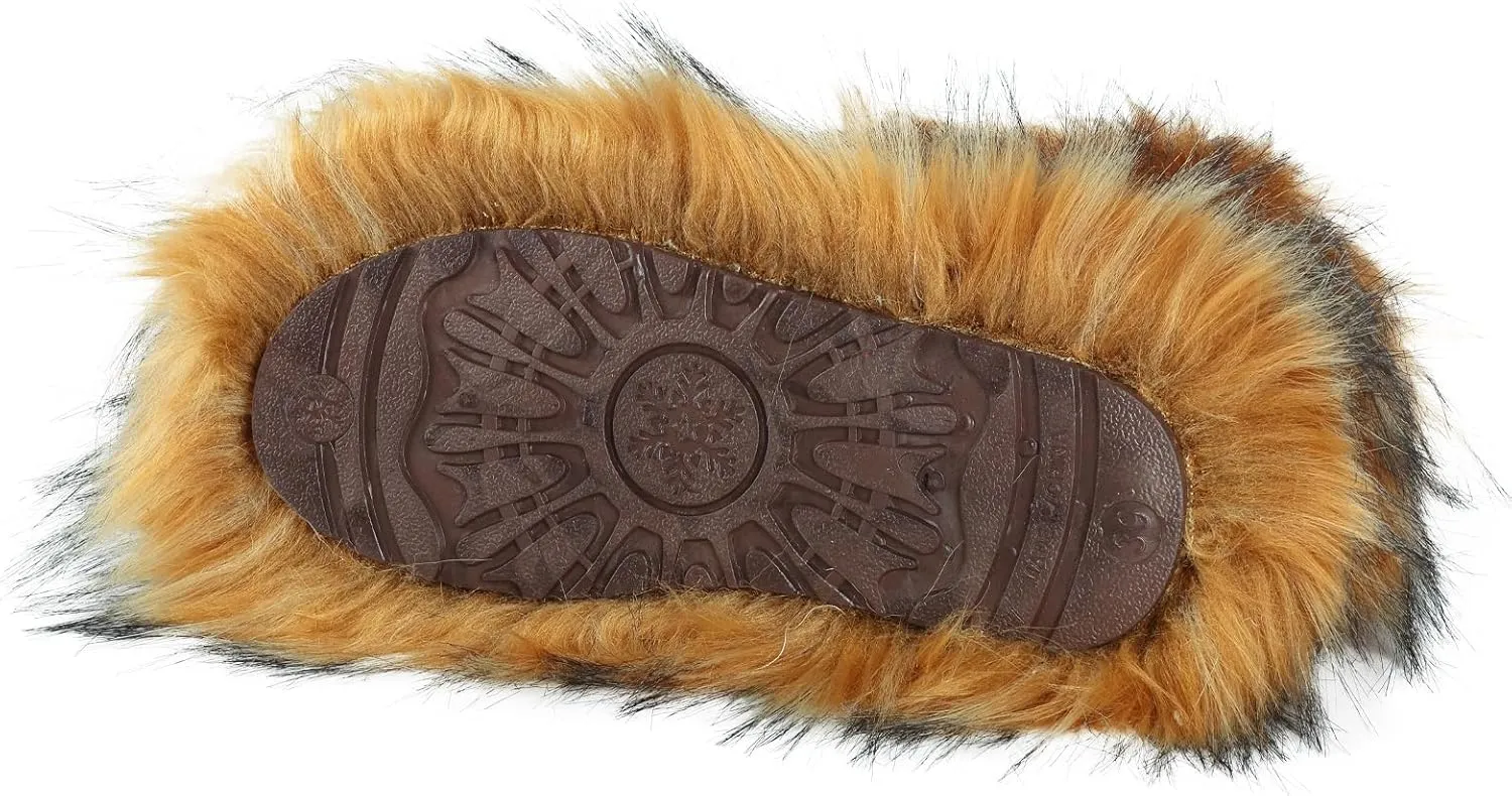 Valpeak Snow Boots for Women 2024 Furry Boots Winter Knee High Flat Heel Fluffy Faux Fur Boots