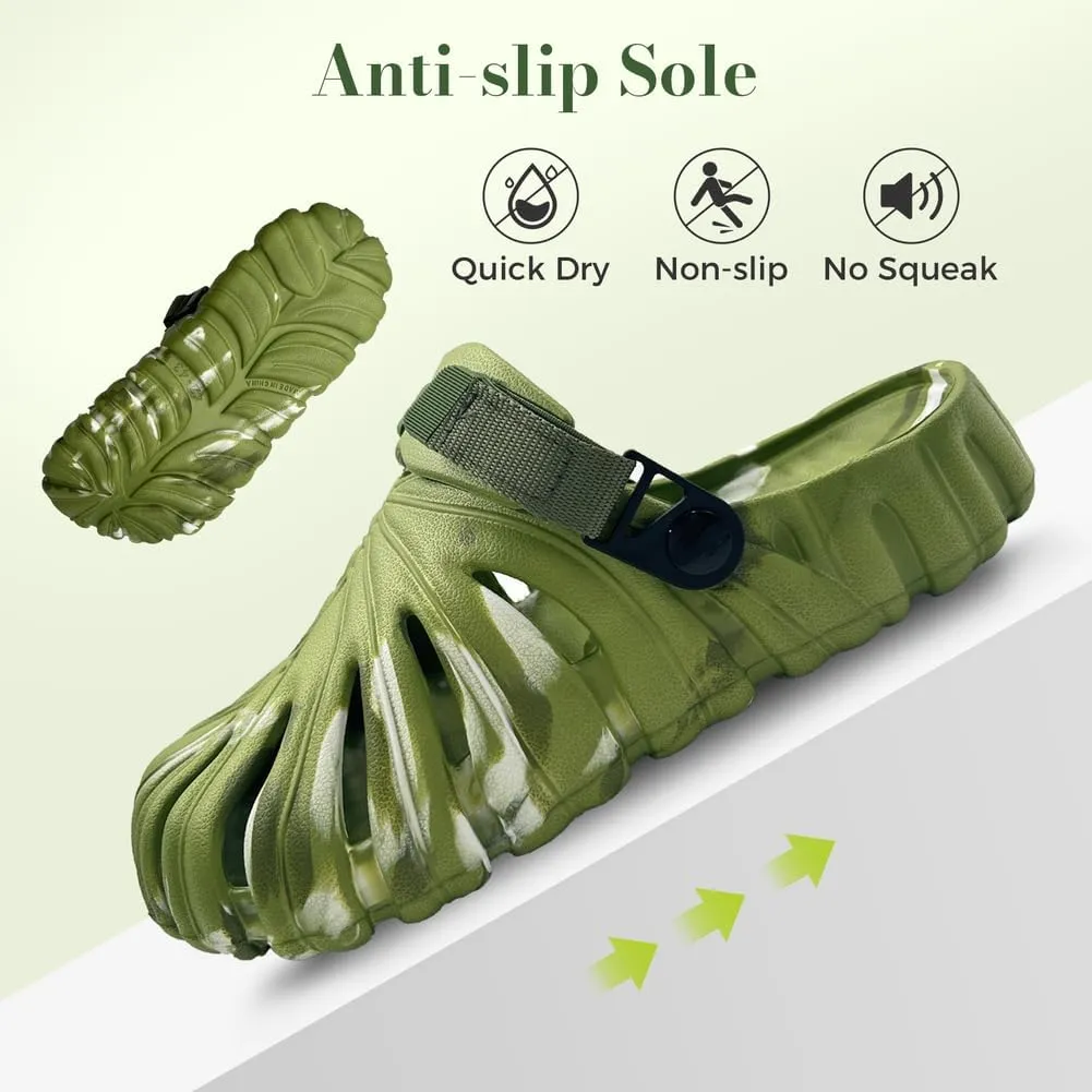 Variegated Monstera Shoes for Women and Men, Monstera Leaf Pattern Slippers Summer, Anti-Slip Soft Plant Print Slides