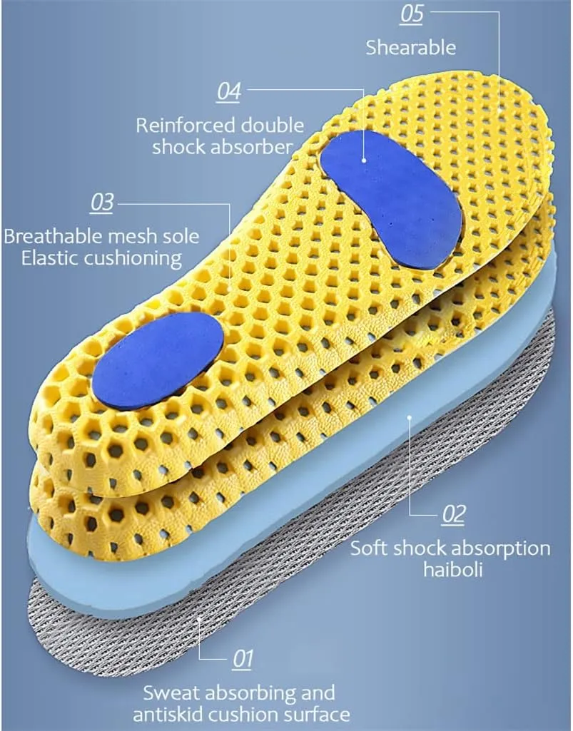 Version Orthopedic Memory Foam Sport Insoles Woman Men Shoes Feet Soles Pad Mesh Deodorant Breathable Cushion(40-44)