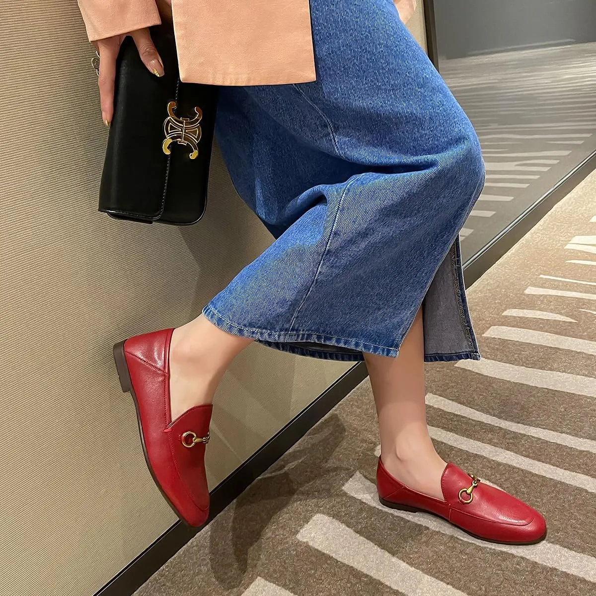 Vertundy Loafers for Women Low Heel Flats Loafers Mules