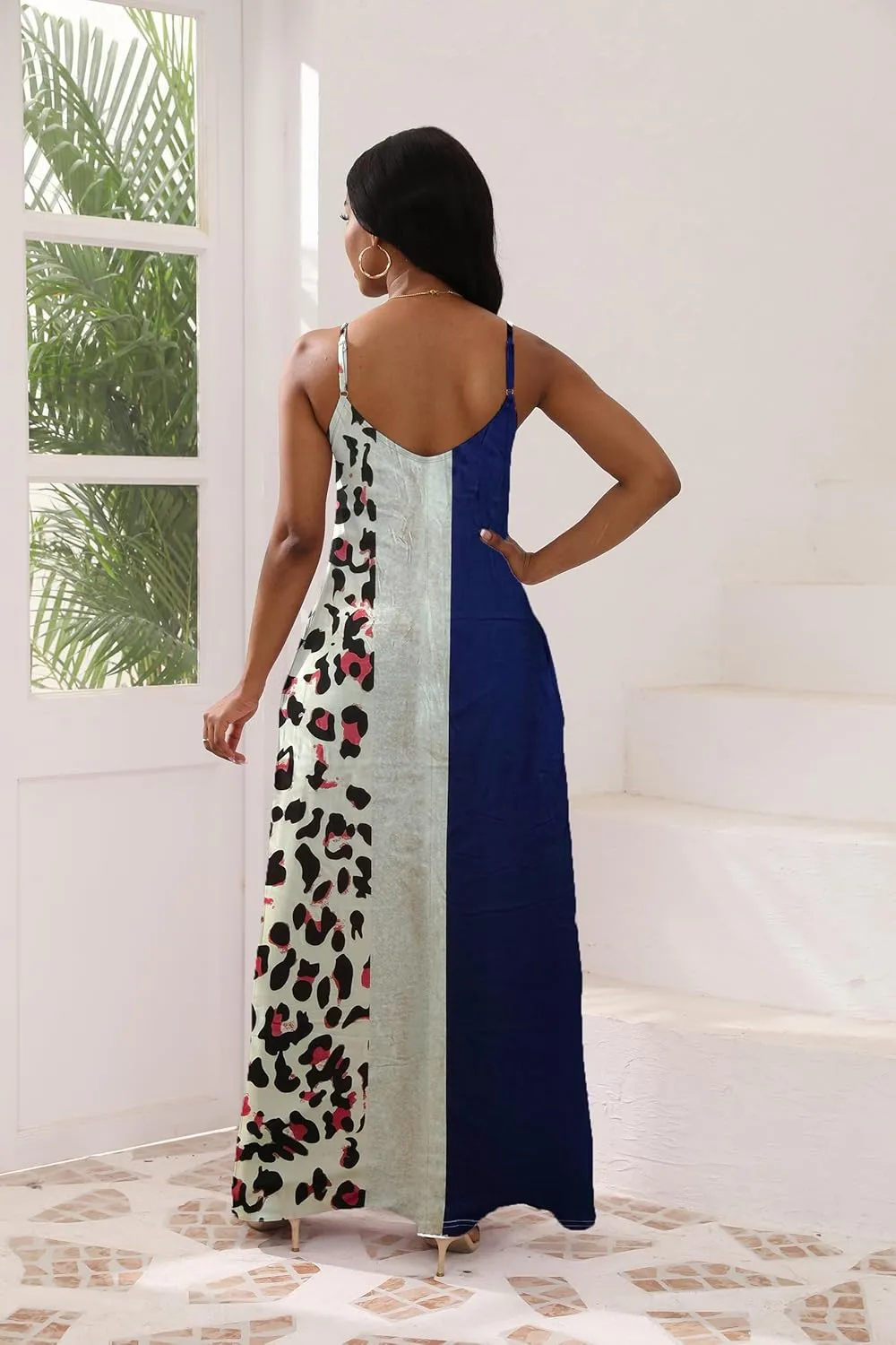 vunahzma Womens Casual Fashion Sleeveless Plus Size Loose Long Sexy Maxi Dress with Pockets