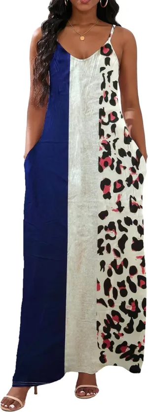 vunahzma Womens Casual Fashion Sleeveless Plus Size Loose Long Sexy Maxi Dress with Pockets