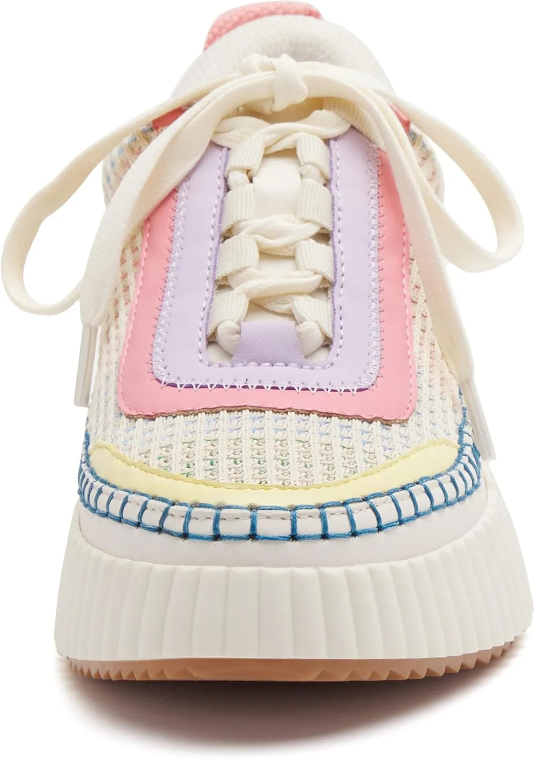 Women Lace Up Platform Woven Sneakers Comfortable Casual Fashion Sneaker Low Top Chunky Walking Shoes